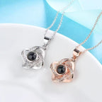 Personalized Four Leaf Clover Photo Projection Necklace