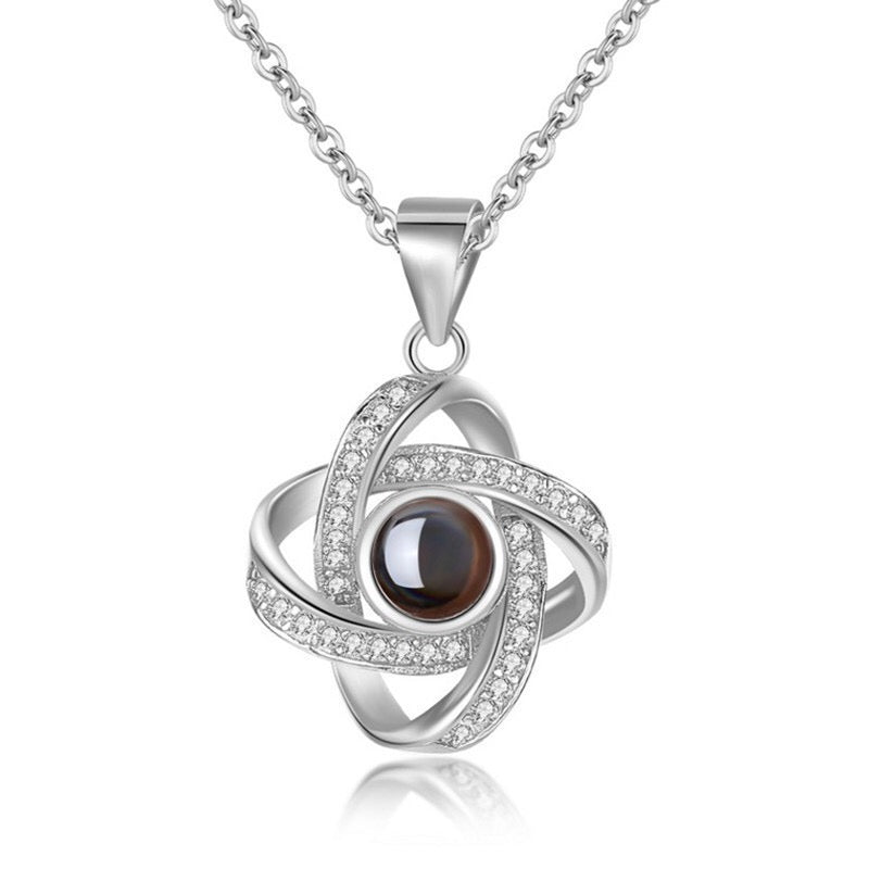 Personalized Four Leaf Clover Photo Projection Necklace