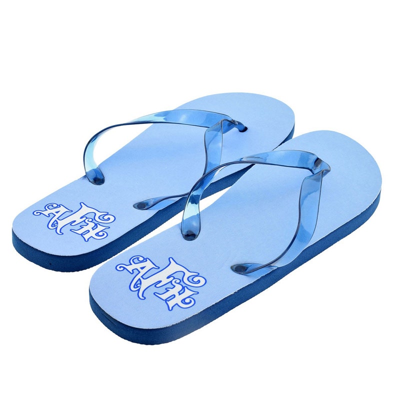 Personalised Initials Mens Blue Flip Flops