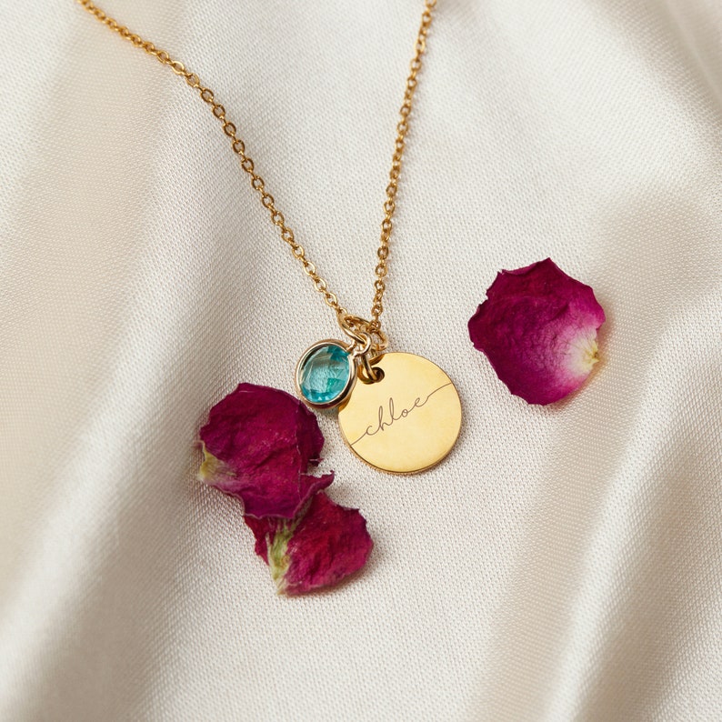 Birthstone Necklace for Women Birthday Gift for Her Personalized Jewelry for New Mom Grandma Kids Name Necklace