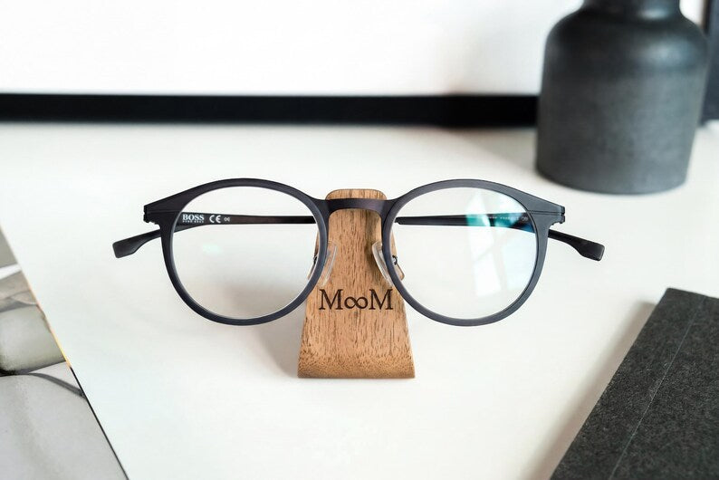 Professional Corporate Gift Personalized, Executive Desk Accessory, Custom Boss Gift, Wood Glasses Display