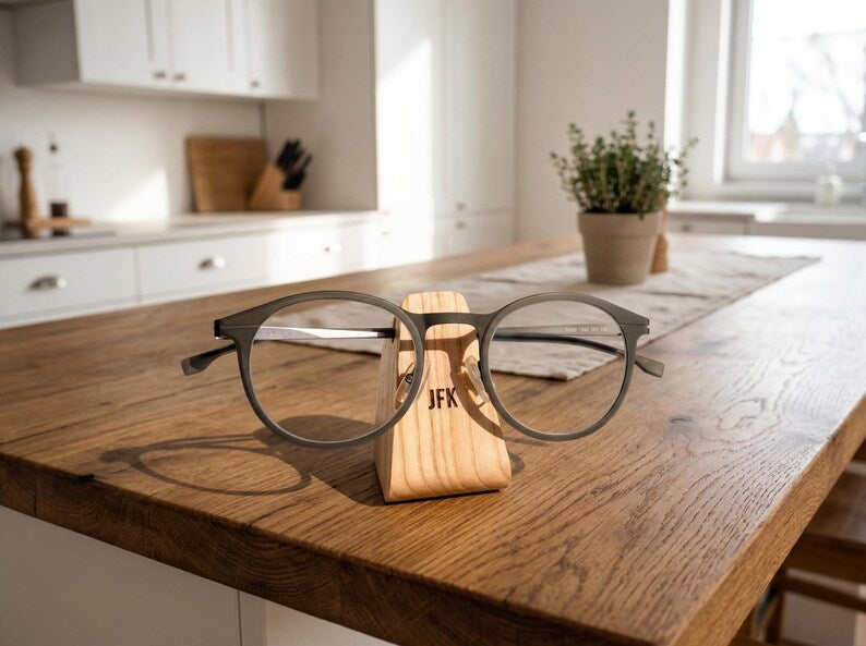 Professional Corporate Gift Personalized, Executive Desk Accessory, Custom Boss Gift, Wood Glasses Display