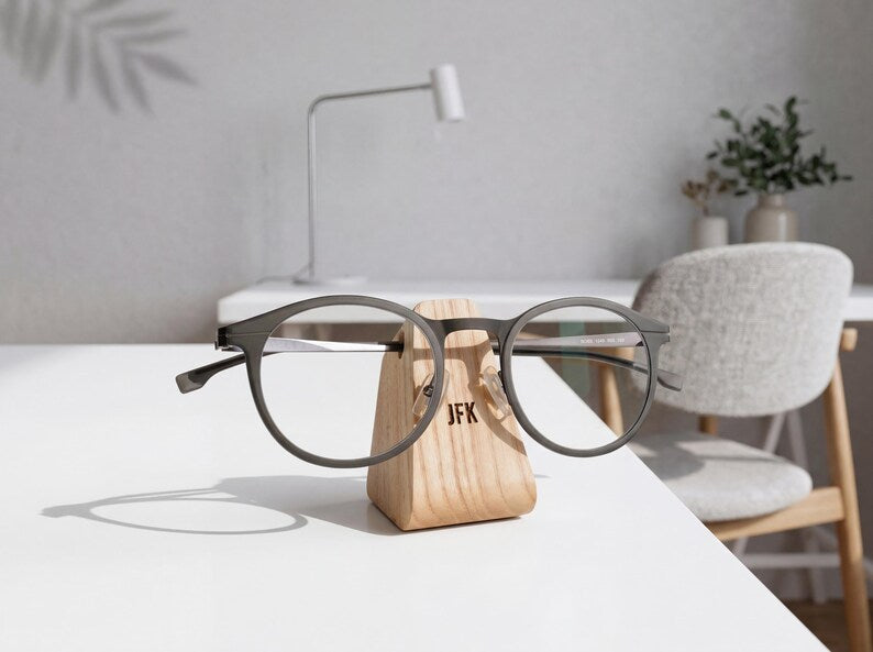 Professional Corporate Gift Personalized, Executive Desk Accessory, Custom Boss Gift, Wood Glasses Display