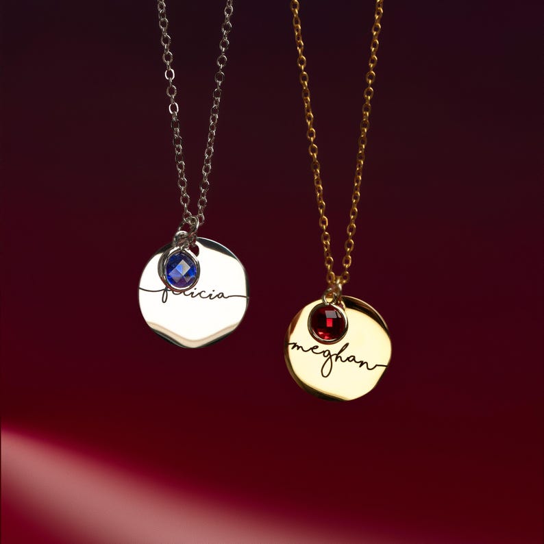 Birthstone Necklace for Women Birthday Gift for Her Personalized Jewelry for New Mom Grandma Kids Name Necklace