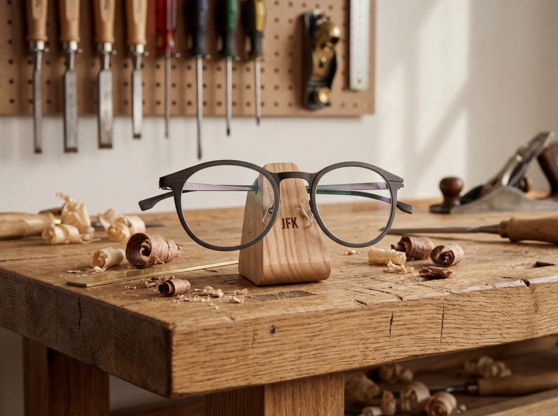 Professional Corporate Gift Personalized, Executive Desk Accessory, Custom Boss Gift, Wood Glasses Display