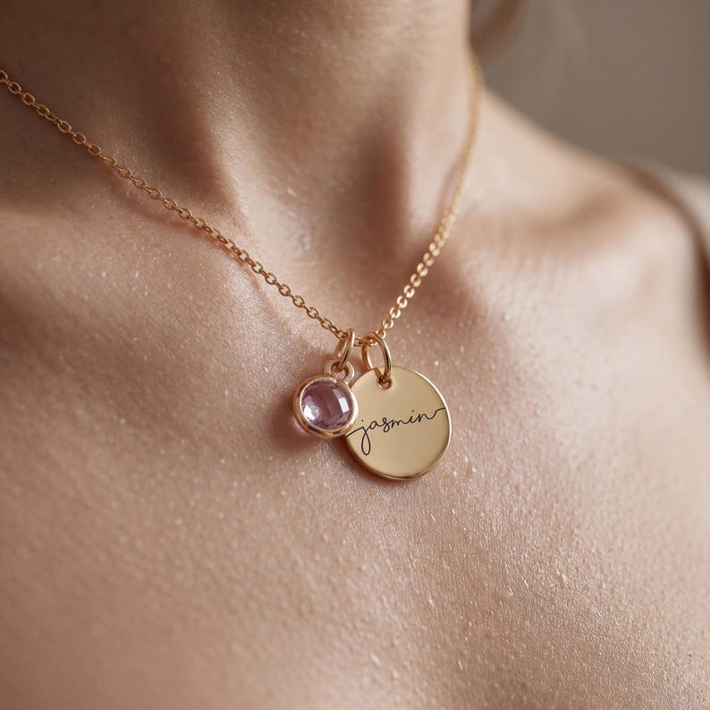 Birthstone Necklace for Women Birthday Gift for Her Personalized Jewelry for New Mom Grandma Kids Name Necklace