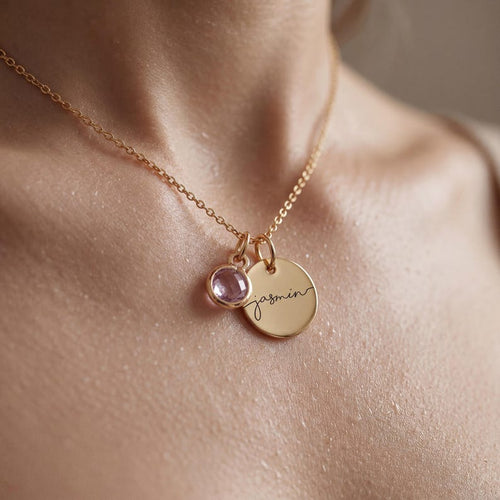 Birthstone Necklace for Women Birthday Gift for Her Personalized Jewelry for New Mom Grandma Kids Name Necklace