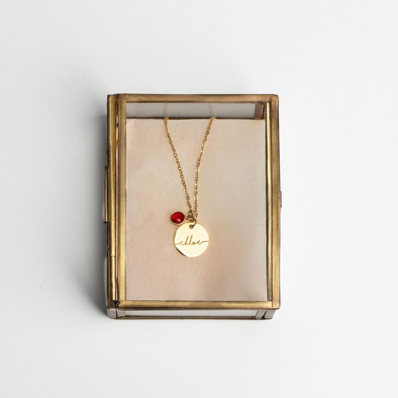 Birthstone Necklace for Women Birthday Gift for Her Personalized Jewelry for New Mom Grandma Kids Name Necklace