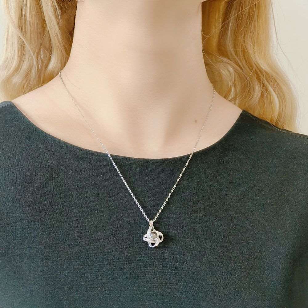 Personalized Four Leaf Clover Photo Projection Necklace