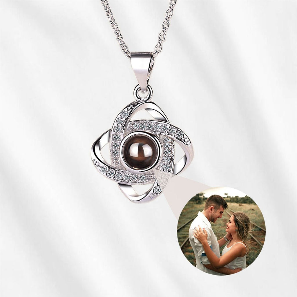 Personalized Four Leaf Clover Photo Projection Necklace