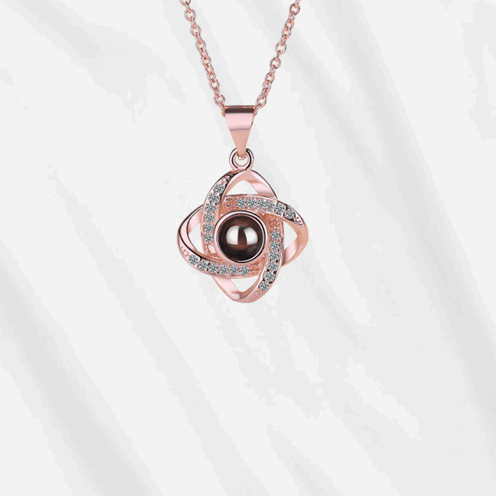 Personalized Four Leaf Clover Photo Projection Necklace